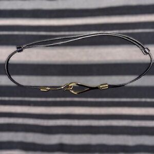 Vintage Anne Klein Leather Skinny Belt - Gold Hook Buckle - L/XL